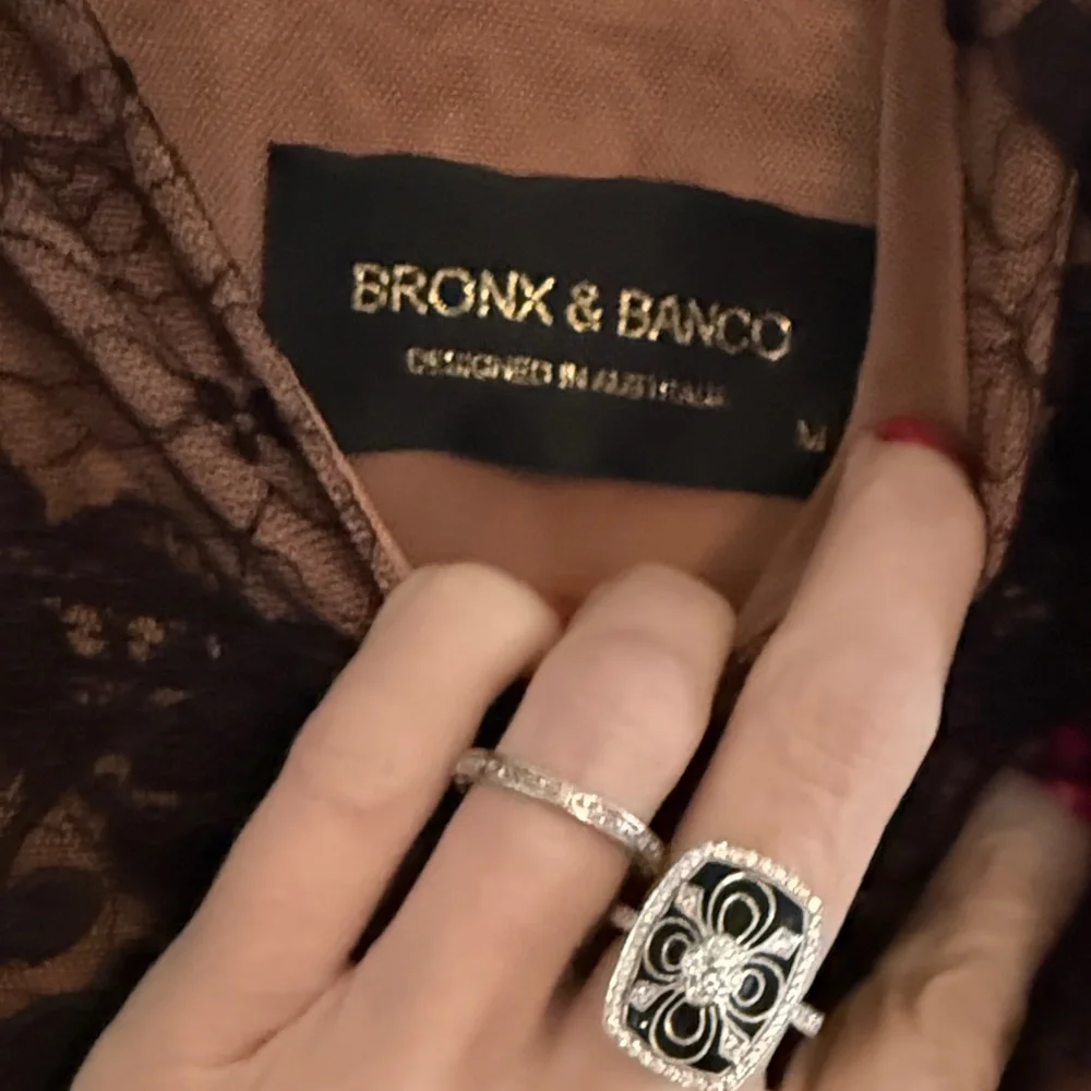 Bronx and Banco Black Lace Maxi Dress with Nude Slip - Picture 3 of 4